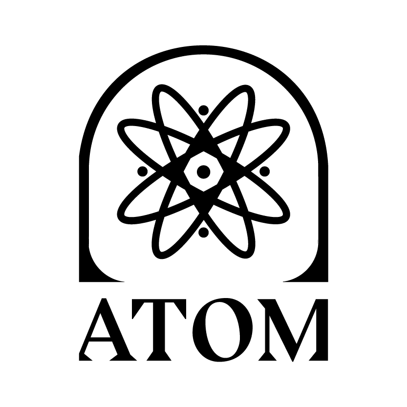 ATOM logo fond transparent noir